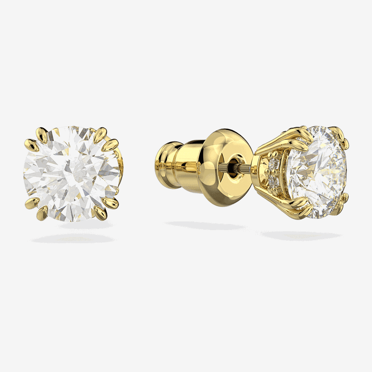 Pendientes de botón Constella Swarovski chapados en oro con cristal central - 5642595