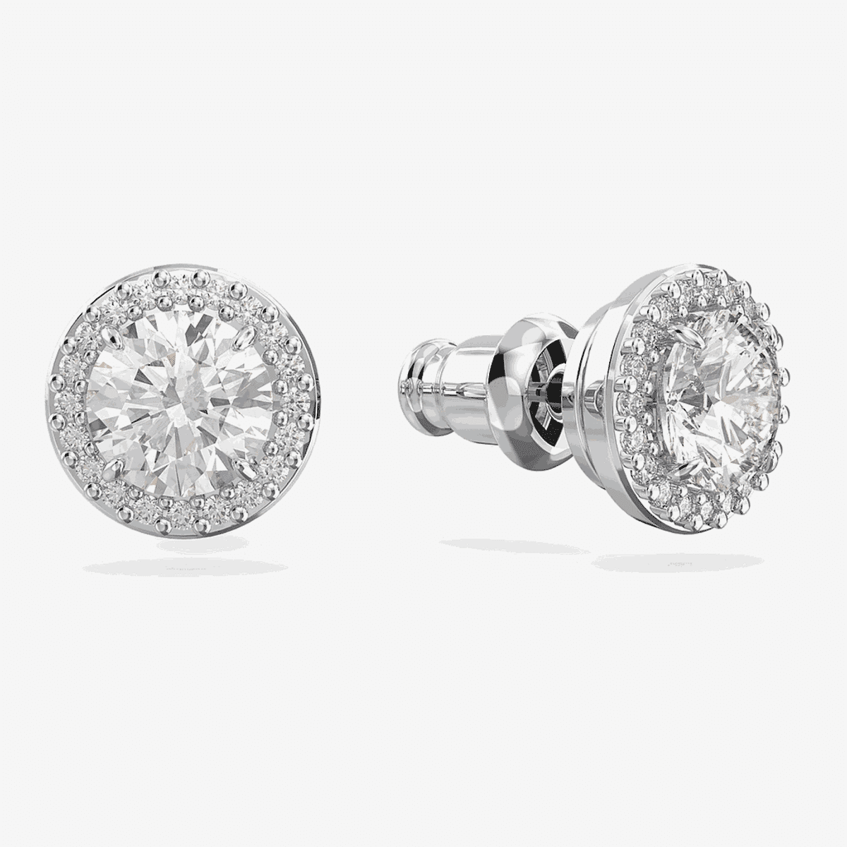 Pendientes de botón Constella Swarovski bañados en rodio con cristales brillantes en montura circular - 5636269