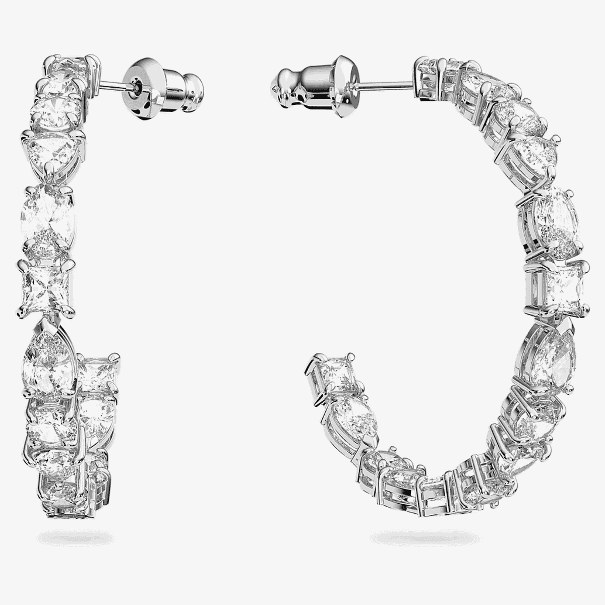 Pendientes de aro Tennis Deluxe Swarovski Bañados en Rodio - 5562128