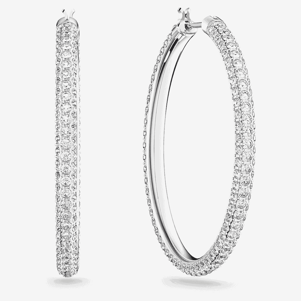 Pendientes de aro Stone Swarovski Bañados en Rodio - 5389432