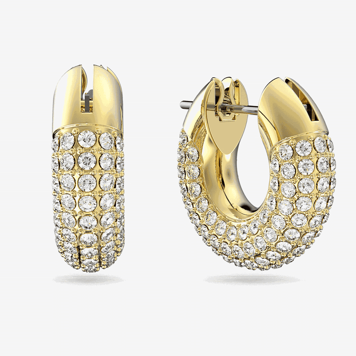 Pendientes de aro Dextera Redondos Pequeños Swarovski Chapados en Oro - 5636530