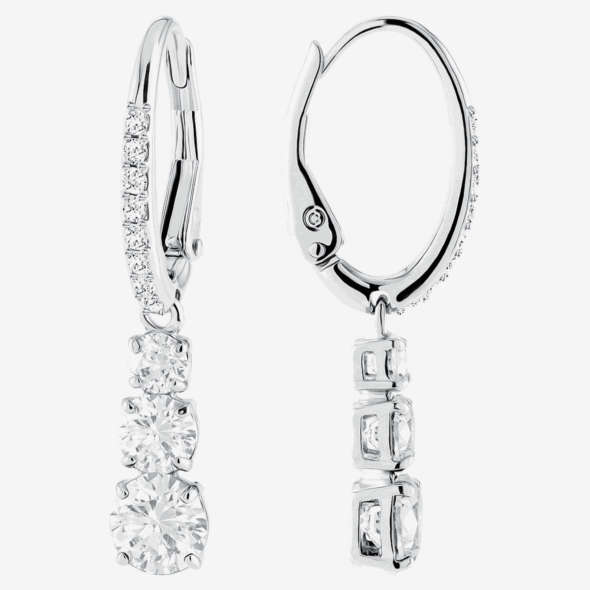 Pendientes de aro Attract Trilogy Swarovski en acabado plateado con cristales colgantes - 5416155