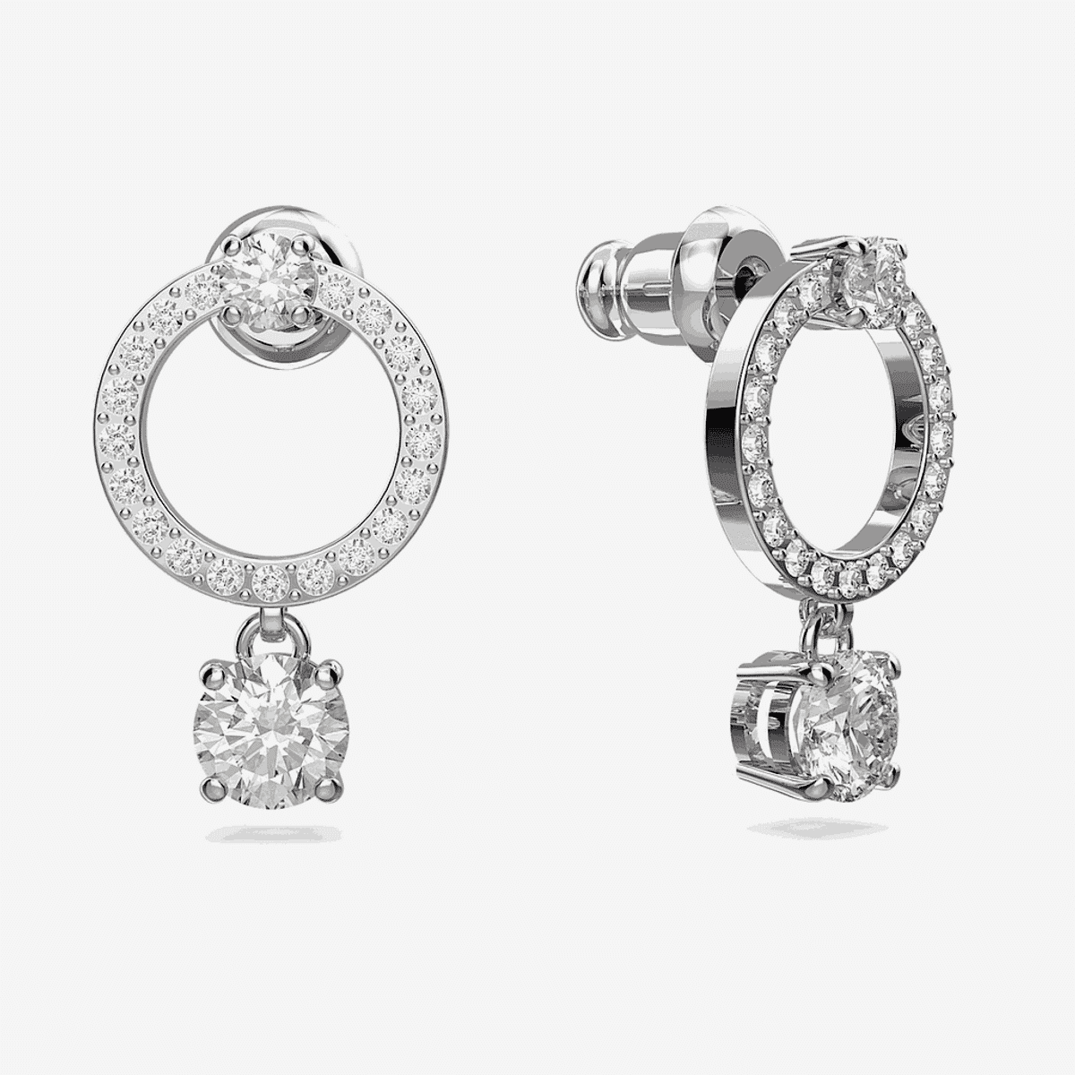 Pendientes de aro Attract Swarovski bañados en rodio con charm colgante - 5563278