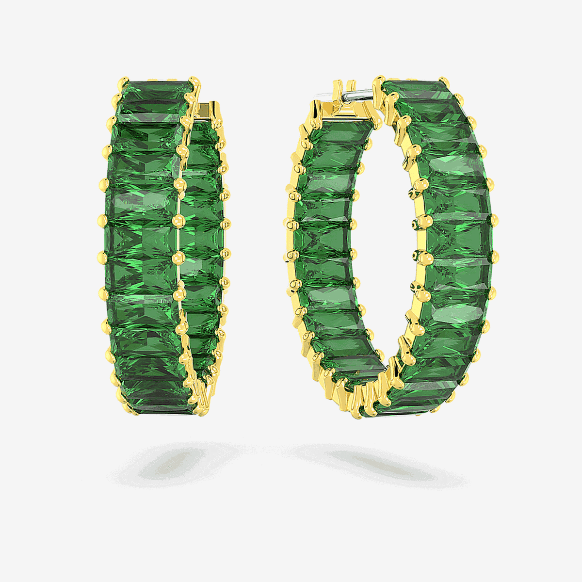 Pendientes de aro Matrix verdes Swarovski chapados en oro - 5658651