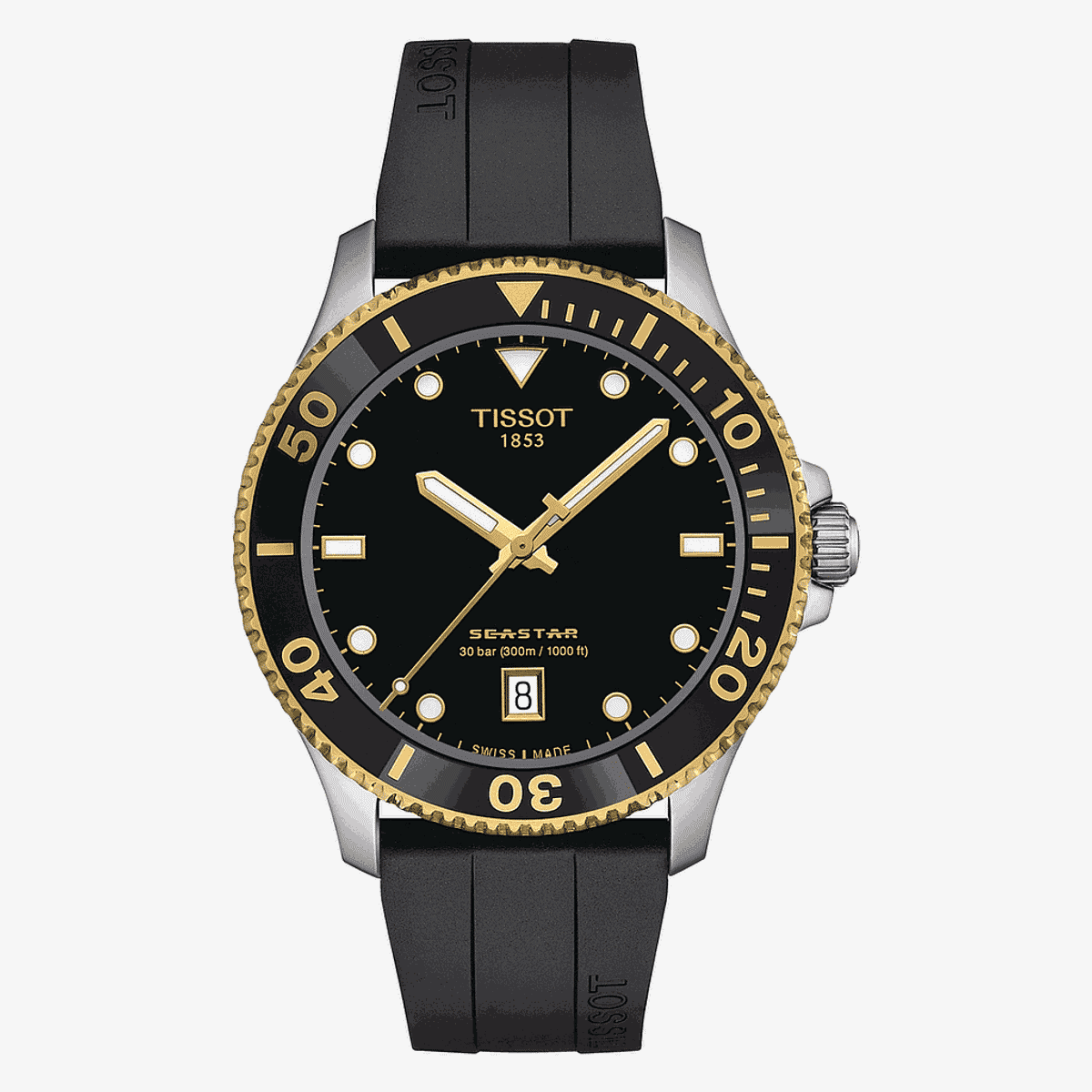 Reloj Tissot Seastar 1000 40mm Correa Goma Negra T1204102705100