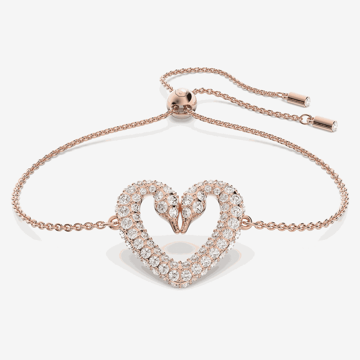 Pulsera Una Swarovski chapada en oro rosa con charm de corazón y cristales brillantes - 5628658
