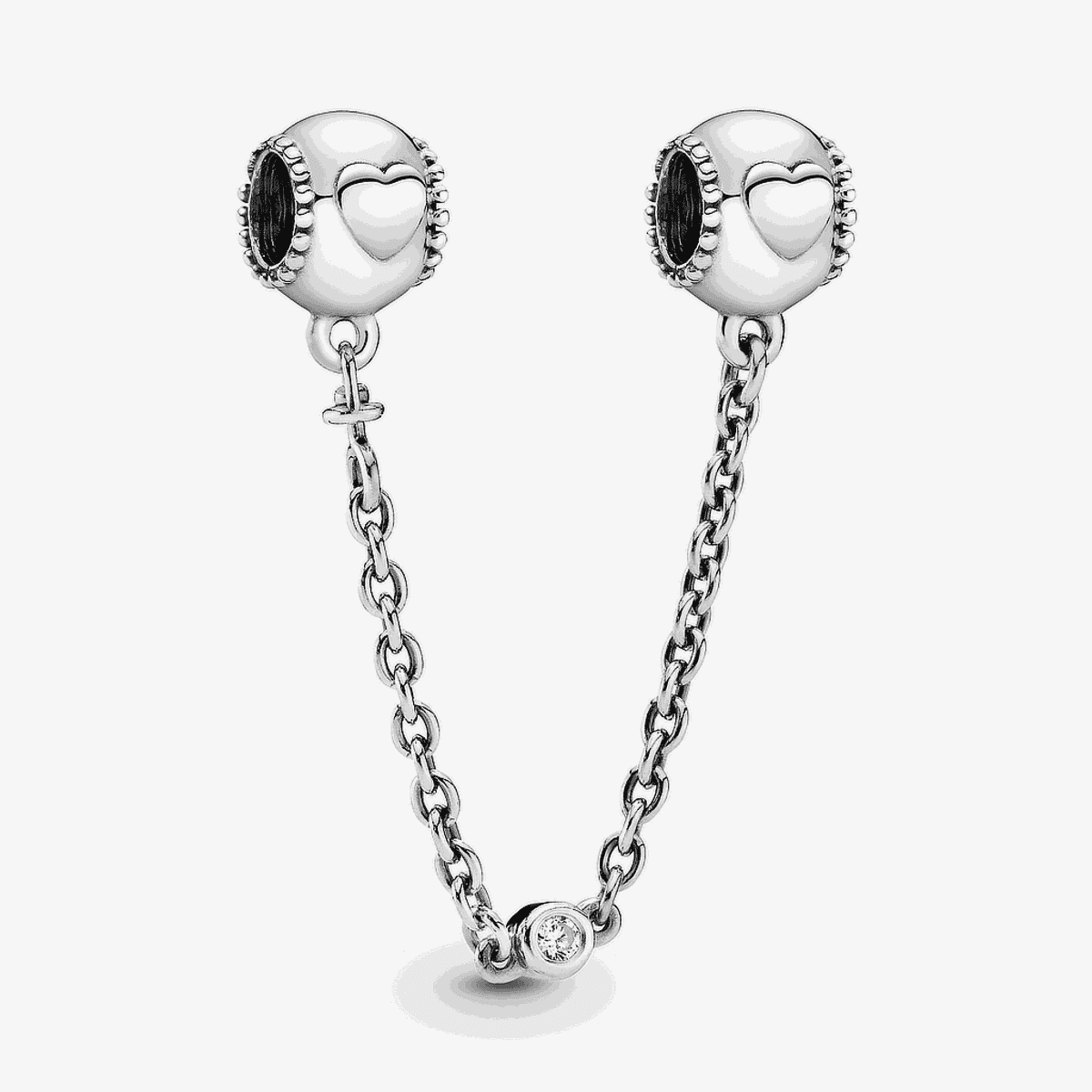 Cadena de seguridad Pandora en plata con corazones y cristal - 796457CZ-05