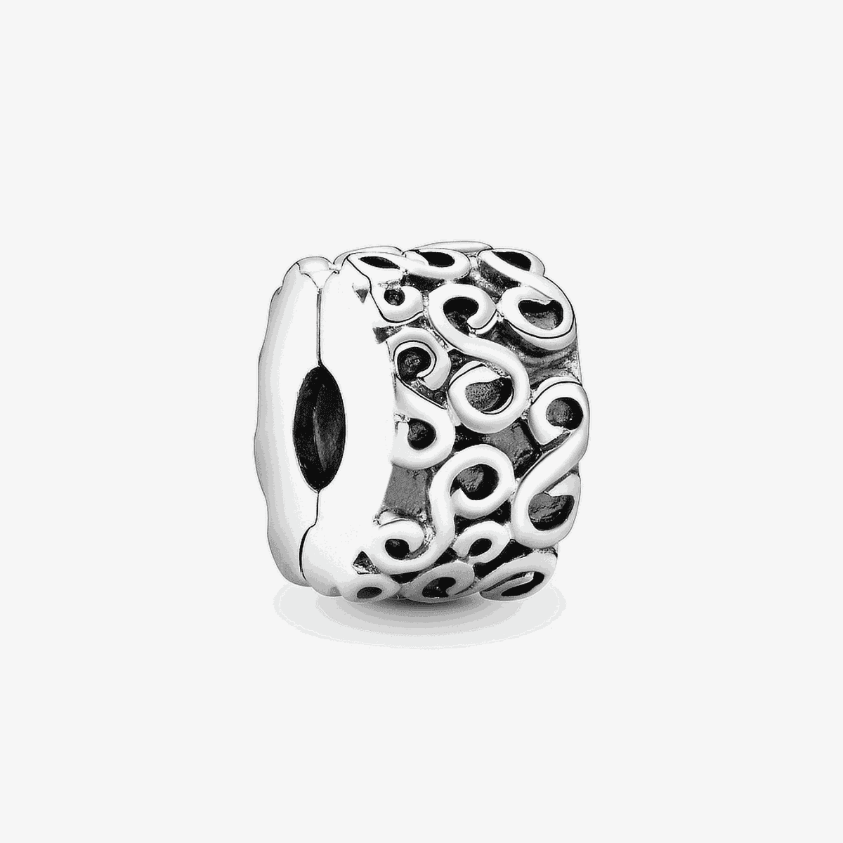 Charm clip Pandora en plata de ley con diseño de remolinos - 790338