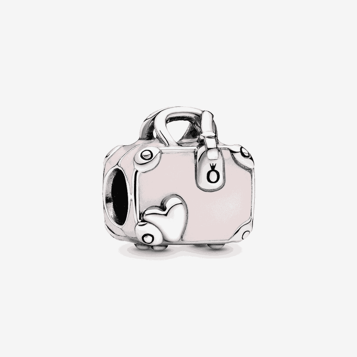 Charm Pandora en plata de ley con forma de maleta en esmalte rosa - 798063EN124