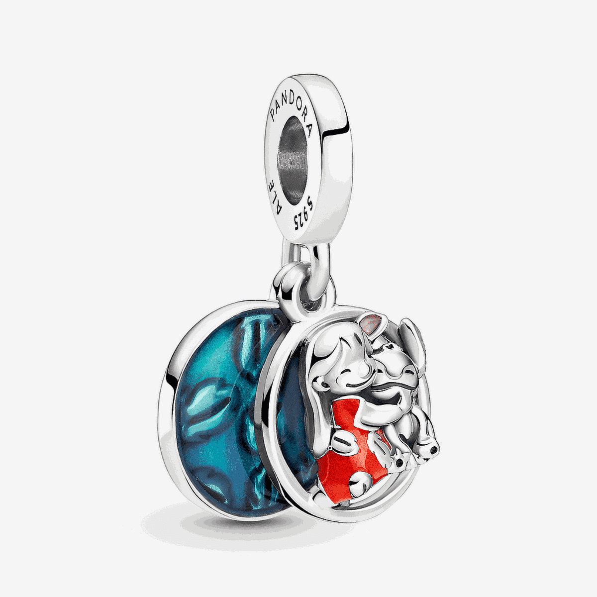 Charm colgante Pandora Disney Lilo y Stitch en plata de ley con esmalte azul y rojo - 799383C01