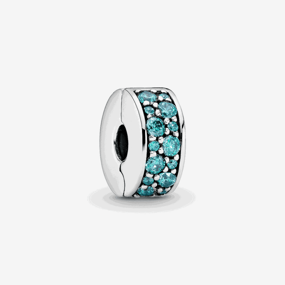 Charm clip Pandora con cristales verdeazulados en plata - 791817MCZ