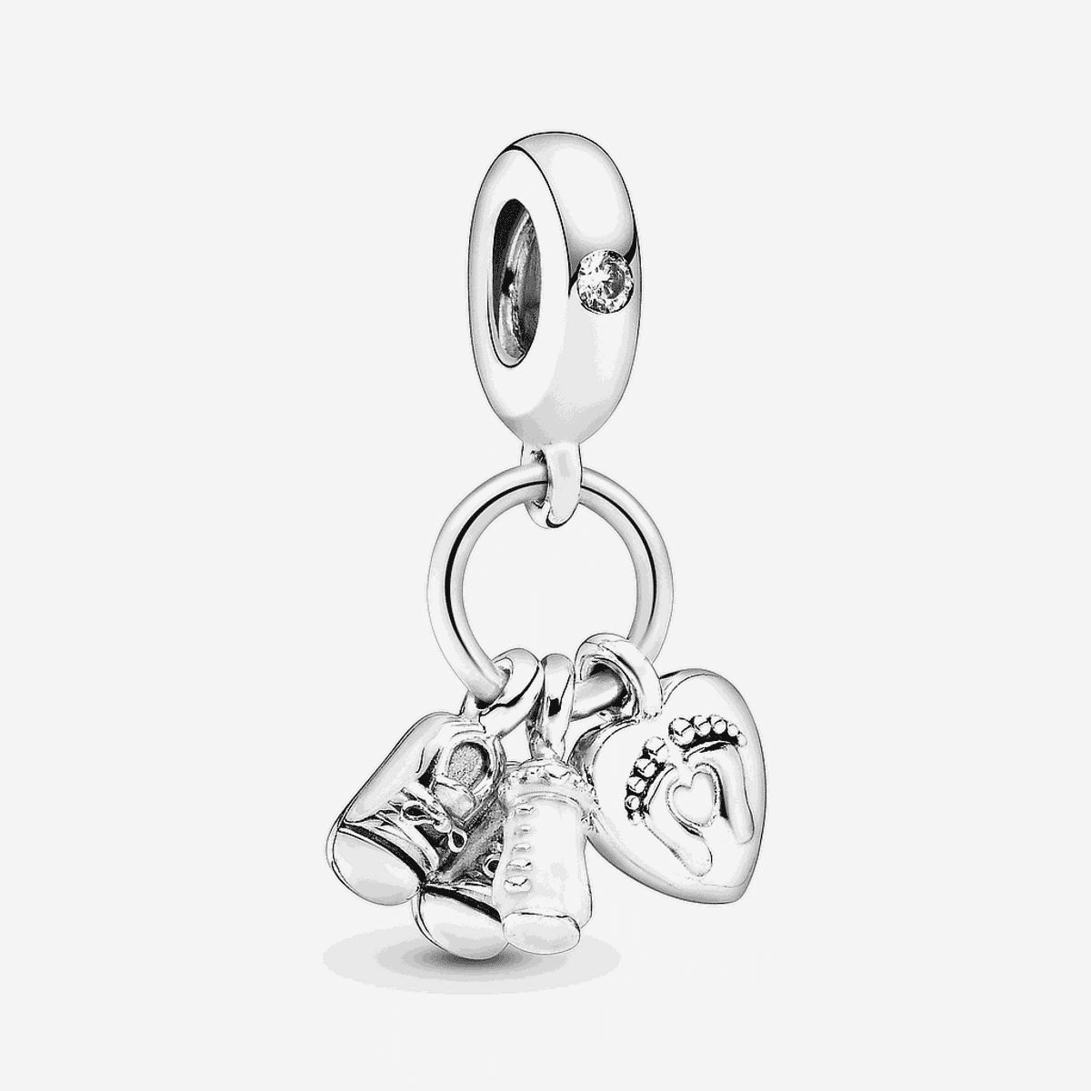 Charm colgante Pandora Mi Bebé en plata de ley con zapatitos y corazón - 798106CZ