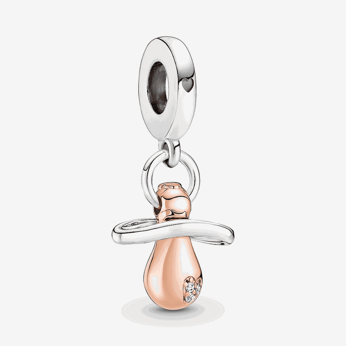 Charm Pandora Colgante Chupete Bebé en plata de ley y oro rosado - 781490C01