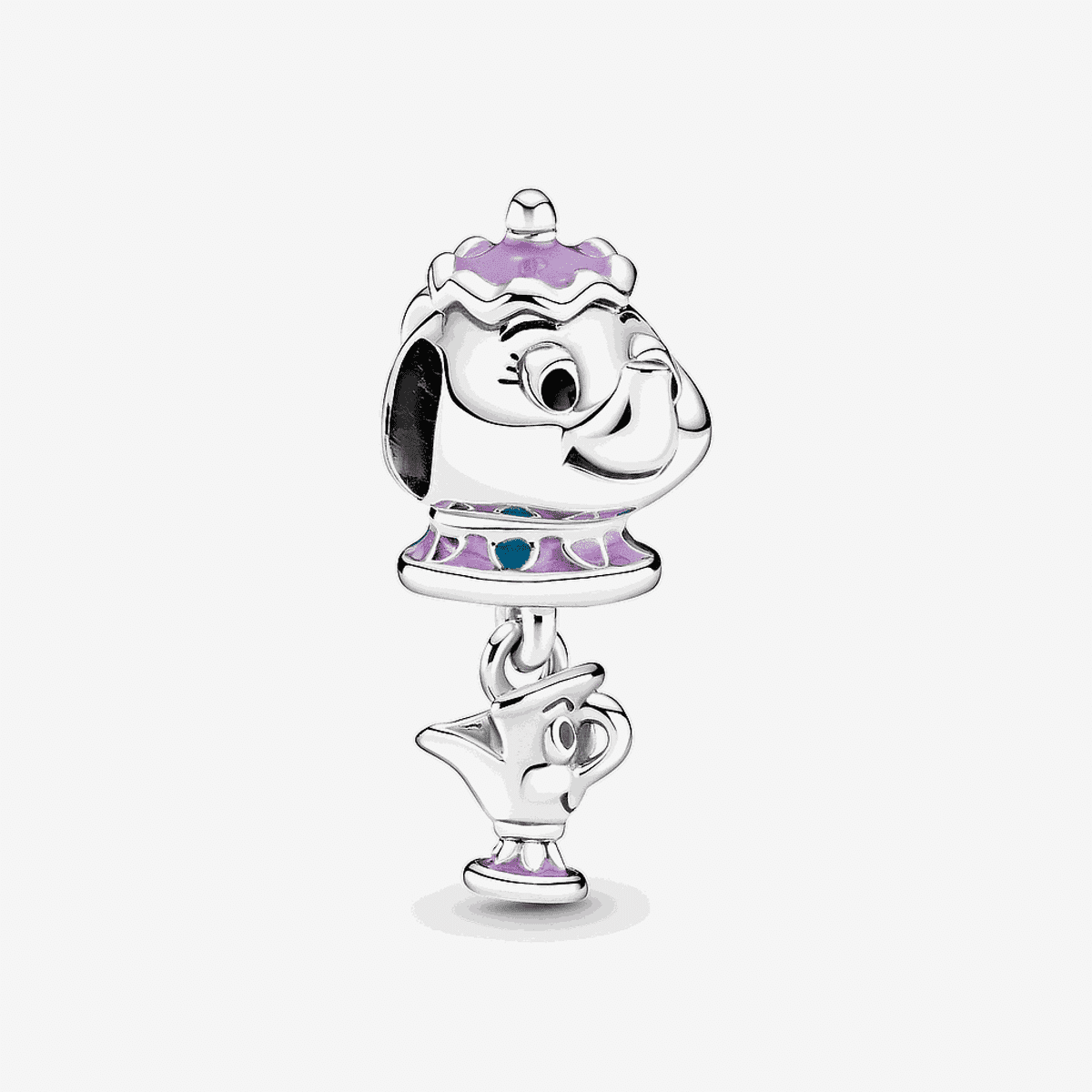 Charm Pandora Sra. Potts y Chip Disney en plata con esmalte morado - 799015C01