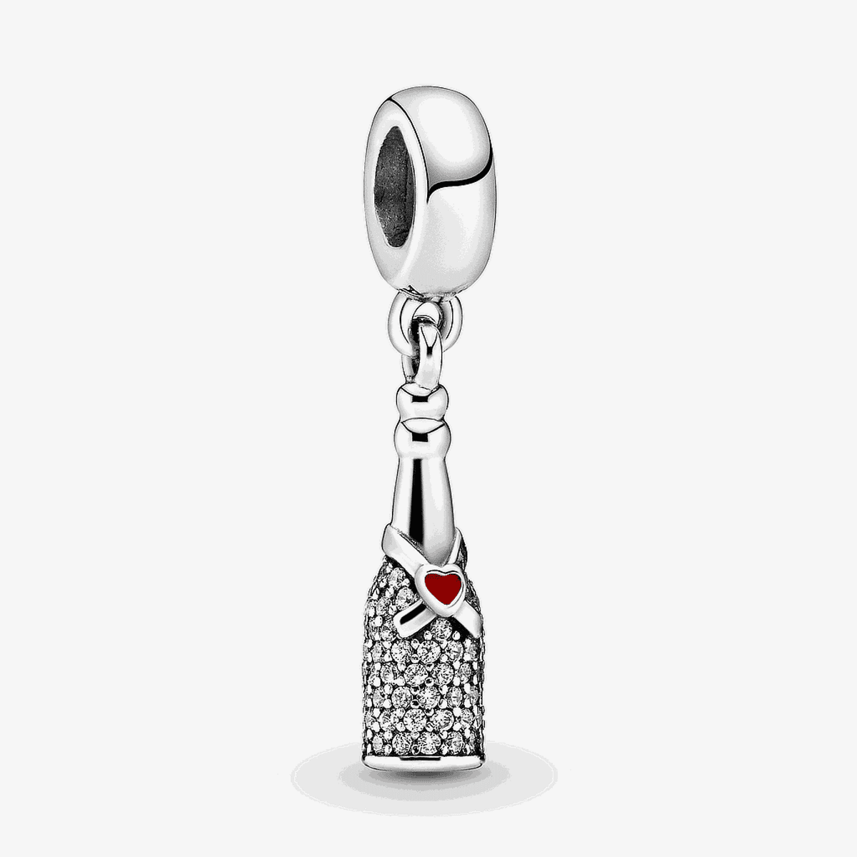 Charm colgante Pandora Celebración en plata con botella brillante y corazón rojo - 792152CZ