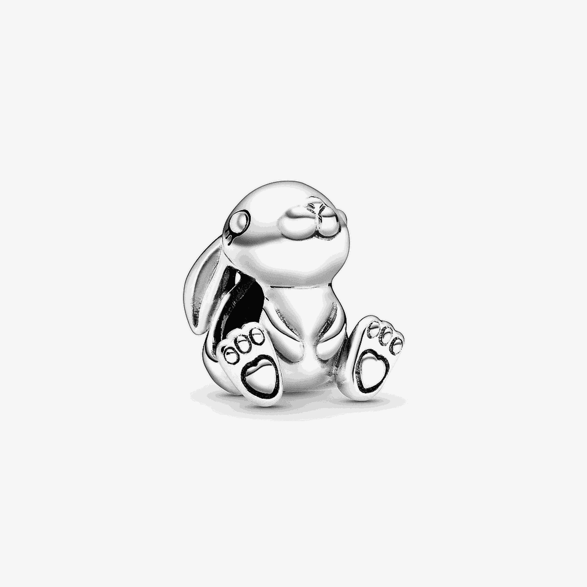 Vista frontal del charm Pandora Nini El Conejo en plata - 798763C00