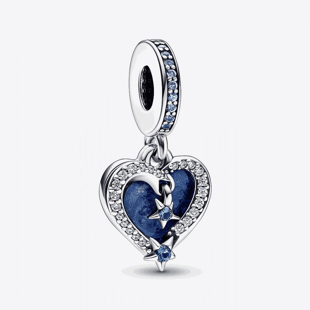 Charm colgante Pandora en plata de ley con corazón azul y estrella fugaz con cristales - 792356C01