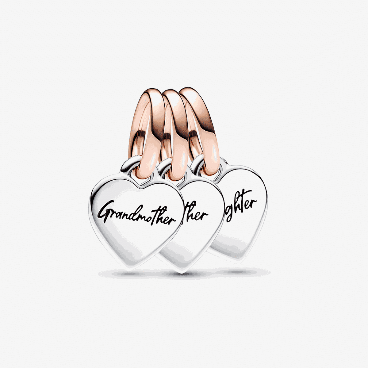 Charm colgante Pandora triple corazón Generación Familia en plata de ley con detalles en oro rosa - 782648C00