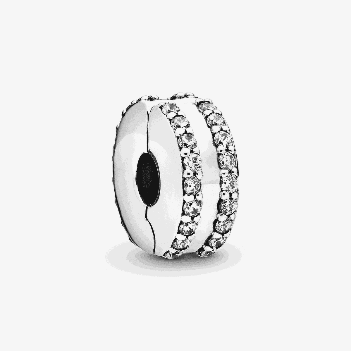 Charm clip Pandora Doble Línea en plata con pavé de cristales - 798422C01