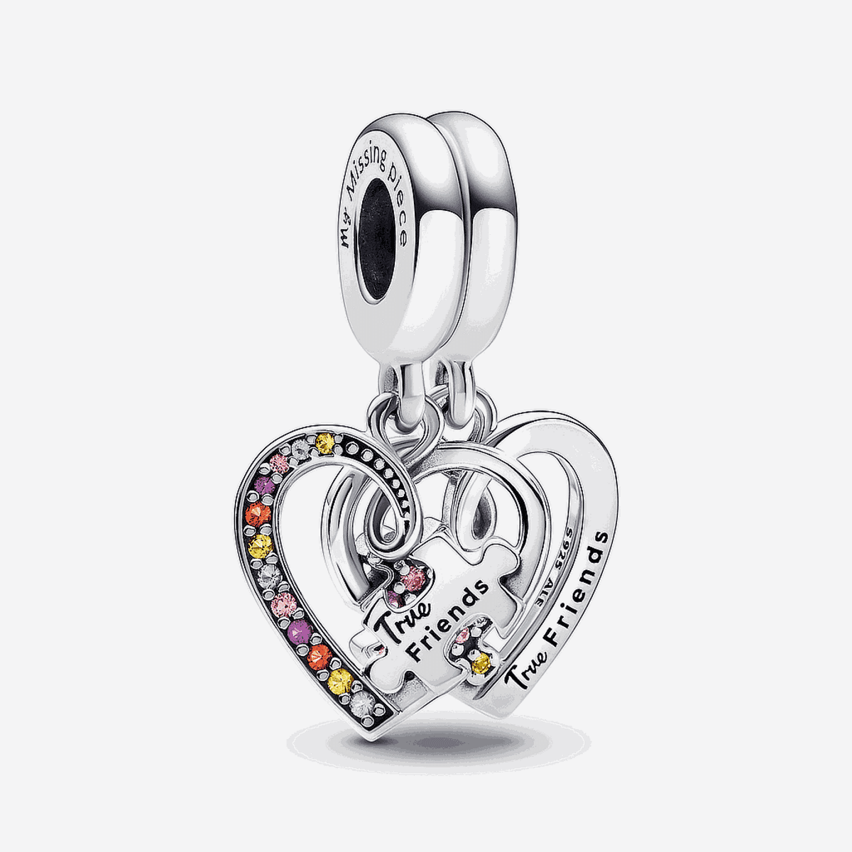 Charm colgante Pandora Corazones de la Amistad en plata con cristales multicolor - 792239C01