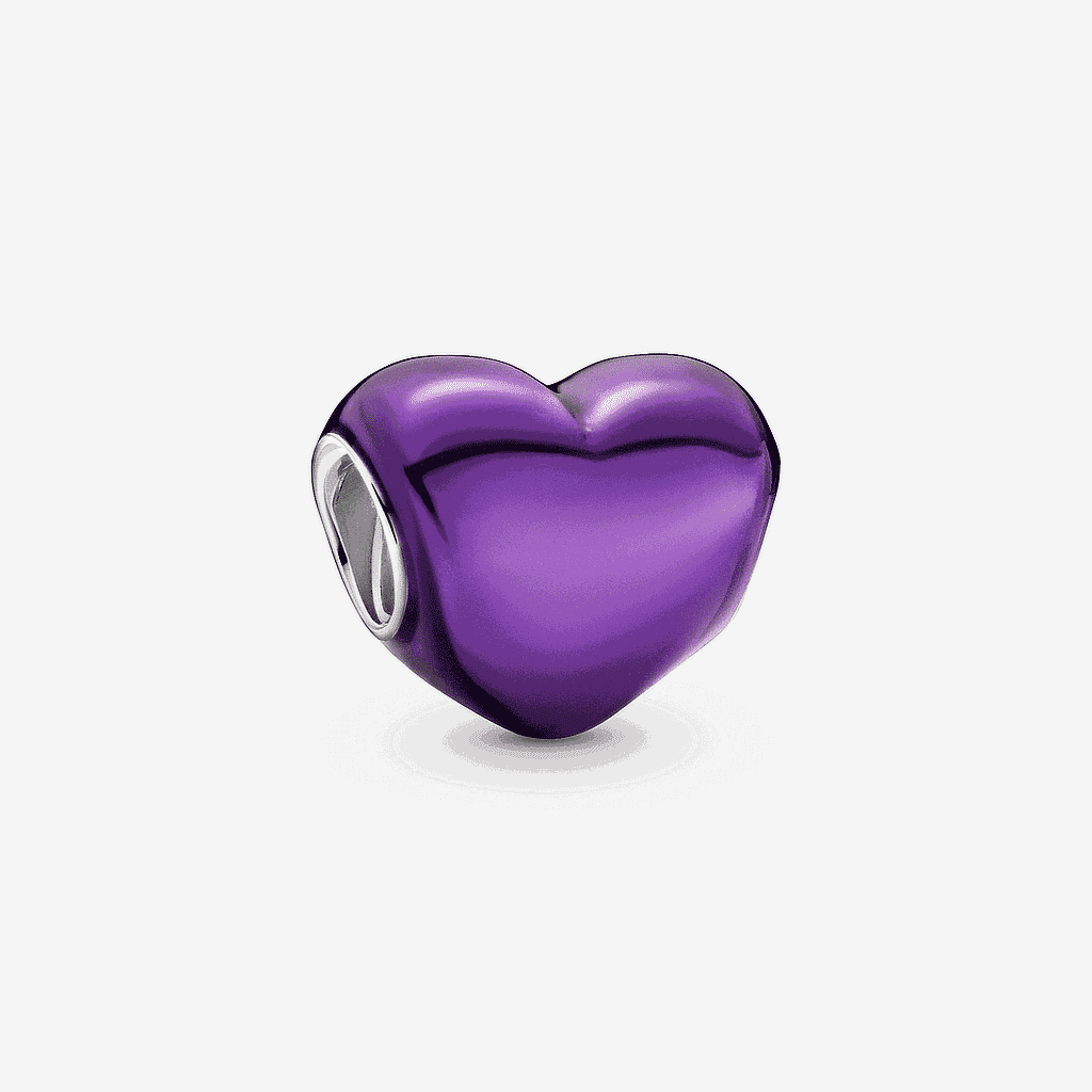 Charm Pandora Corazón Morado Metálico vista frontal - 799291C01