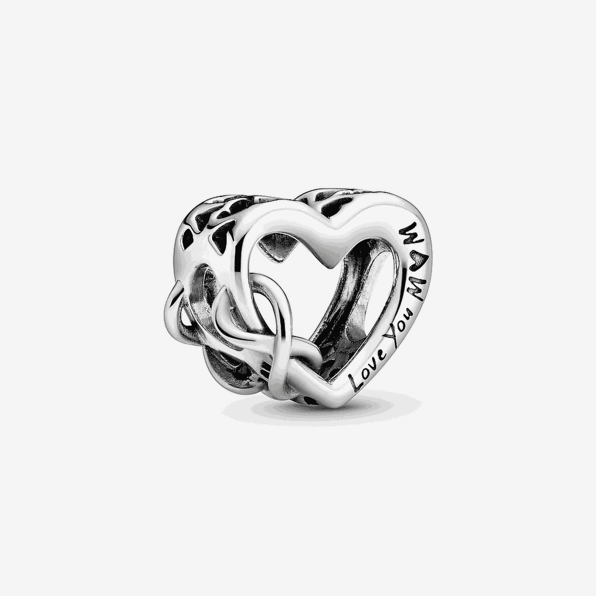 Charm Pandora en plata de ley con diseño de corazón infinito y mensaje - 798825C00