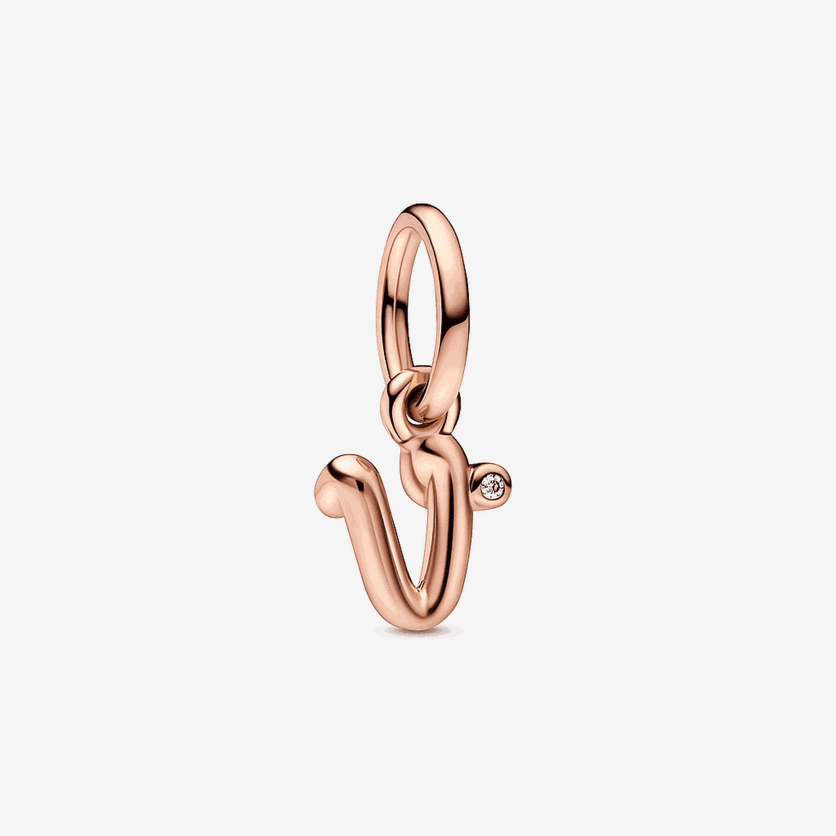 Charm colgante Pandora letra 'v' minúscula en oro rosa - 782480C01