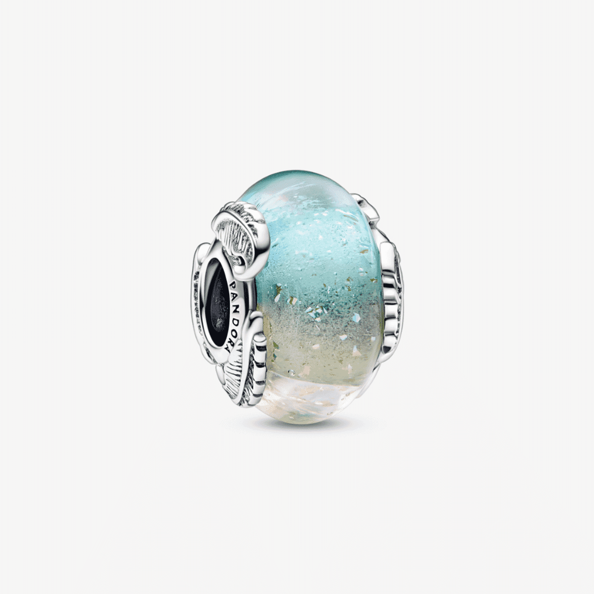 Charm Pandora de cristal de Murano en turquesa degradado con detalles en plata de ley - 792577C00