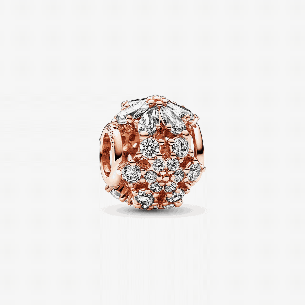 Charm Pandora chapado en oro rosa con diseño herbario y cristales brillantes - 782383C01