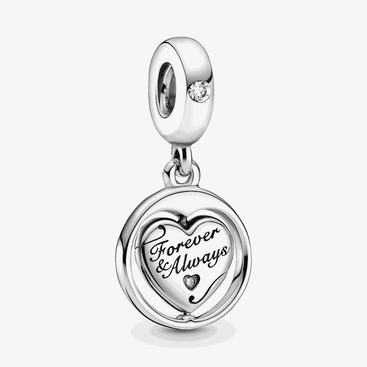 Charm colgante Pandora Alma Gemela en plata de ley con inscripción Forever & Always - 799266C01