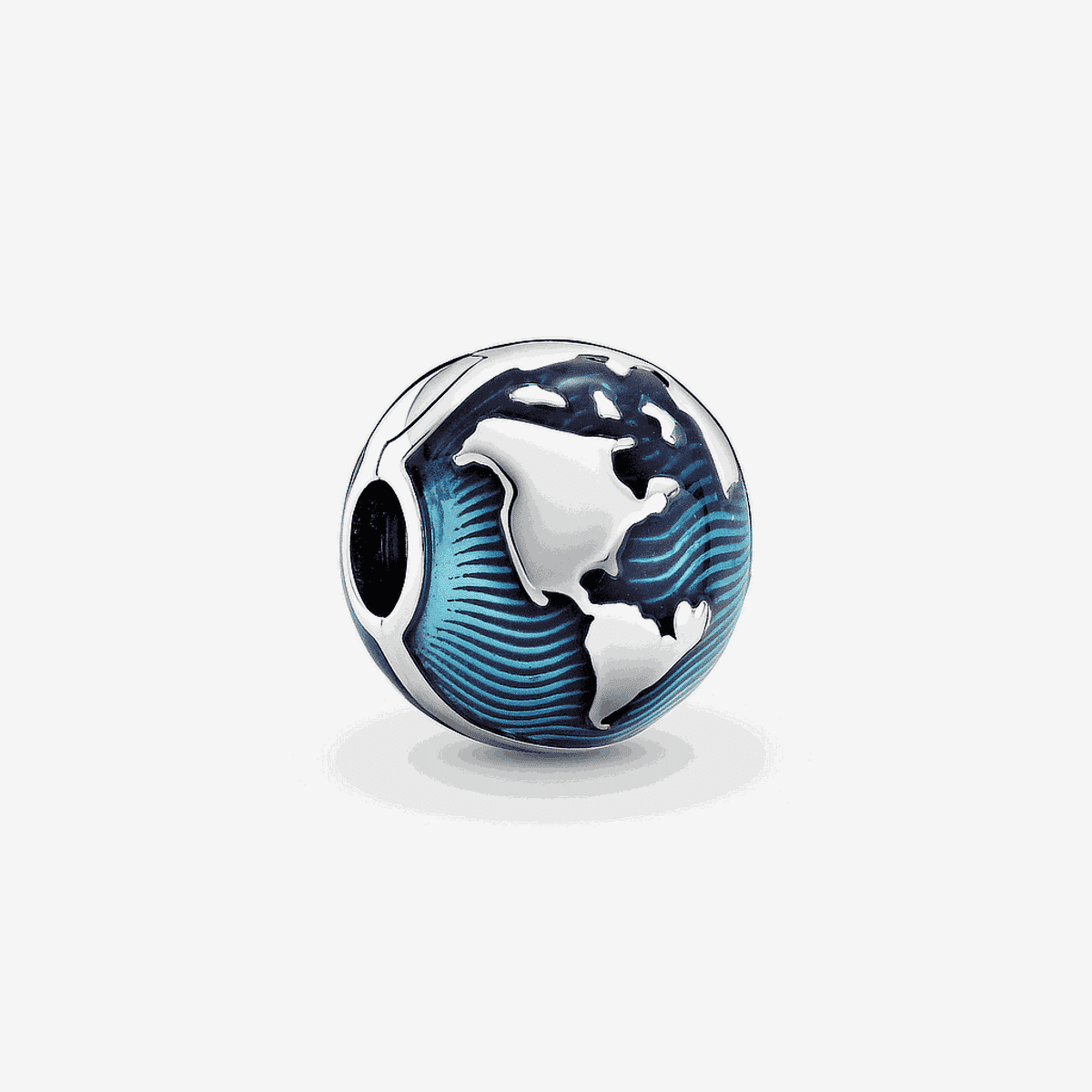 Clip Pandora Globo Terráqueo Azul en plata de ley con esmalte - 799429C01
