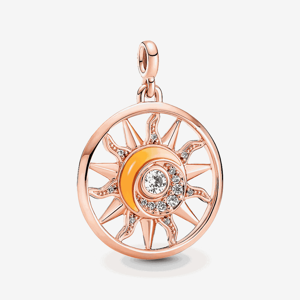 Medallón Poder del Sol Pandora ME chapado en oro rosa con cristales y esmalte naranja - 781965C01