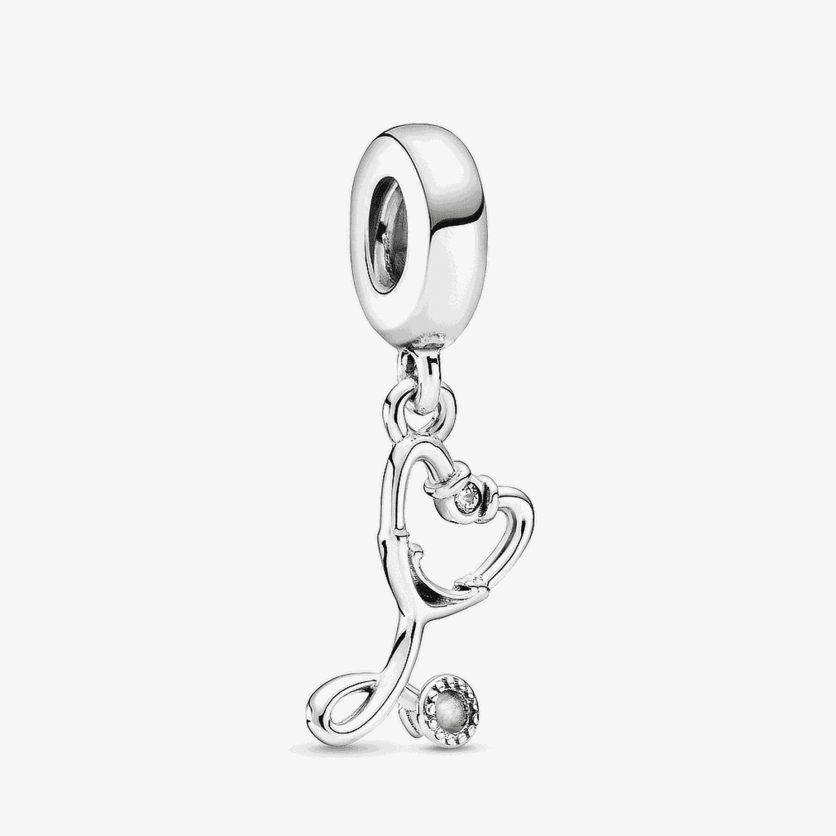 Vista frontal del charm colgante Pandora Estetoscopio de plata - 799072C01