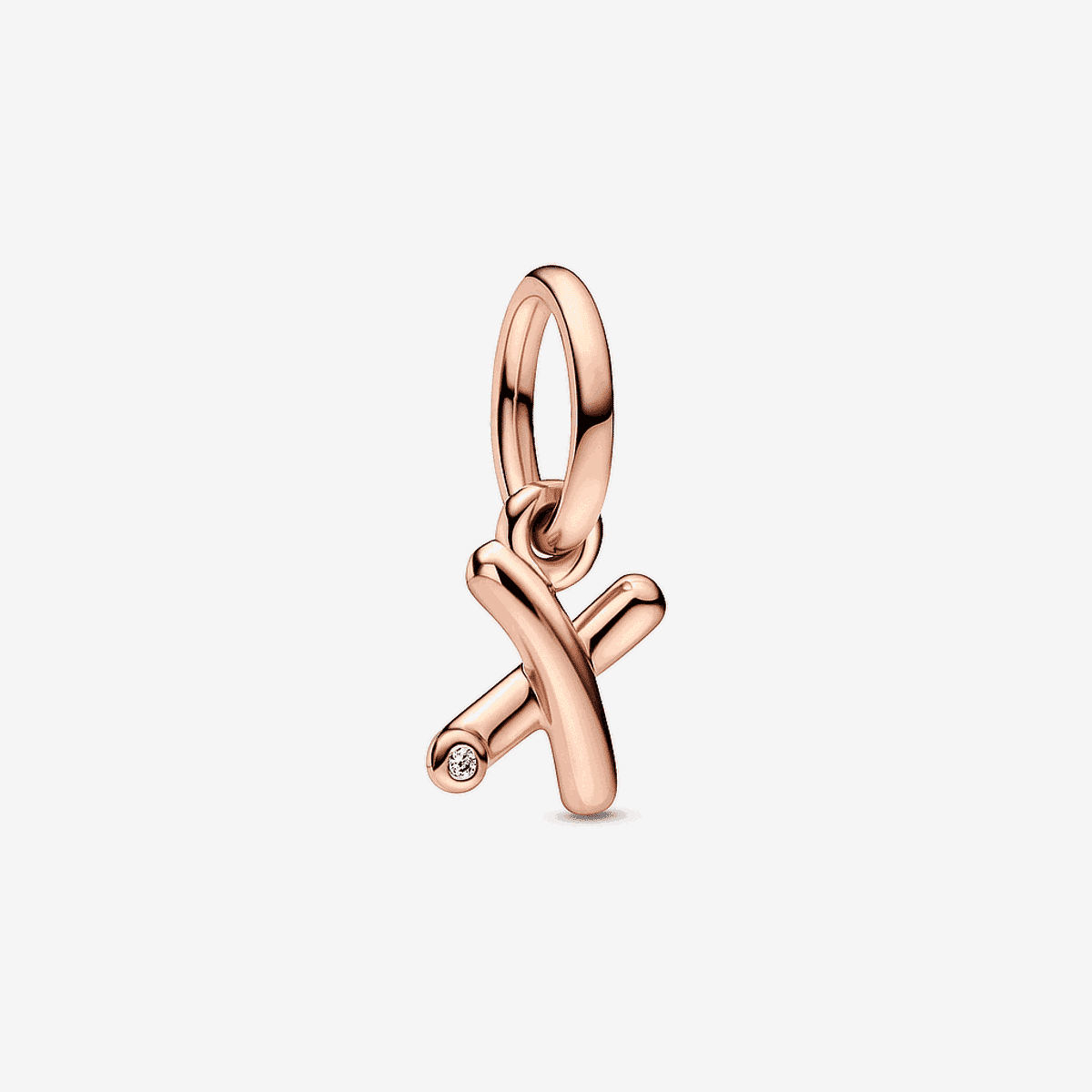 Charm colgante letra x Pandora en oro rosa de 14k con detalle de cristal - 782482C01