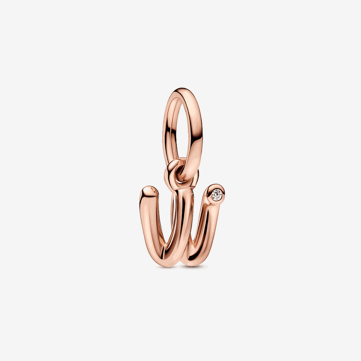 Charm colgante letra w Pandora en oro rosa de 14k con detalle de cristal - 782481C01