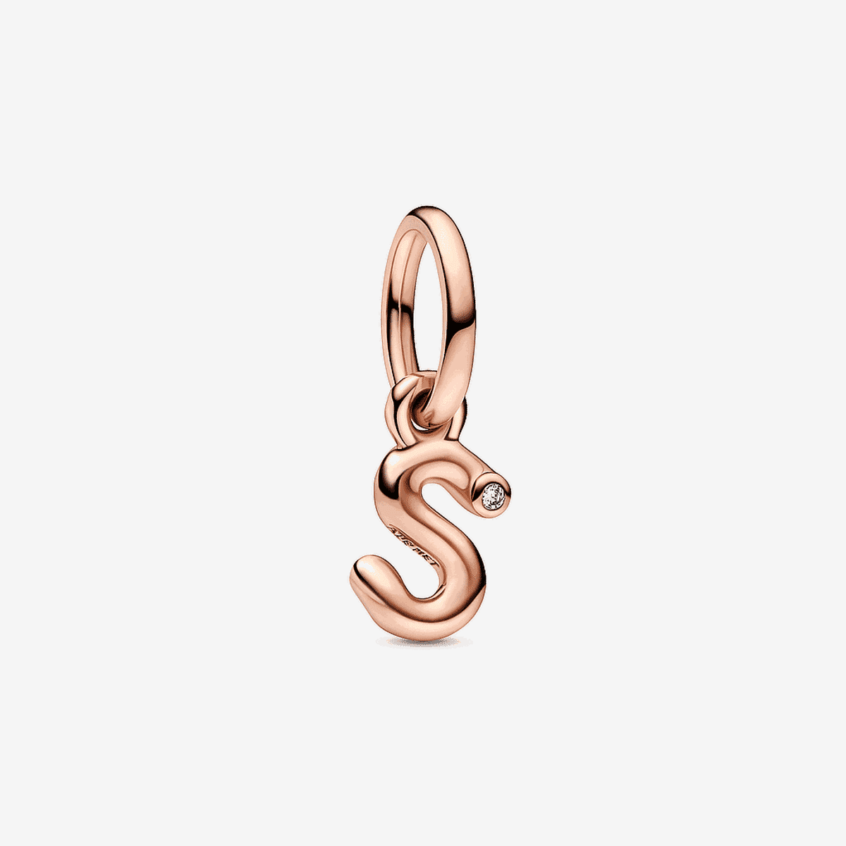 Charm colgante letra s Pandora en oro rosa de 14k con detalle de cristal - 782478C01