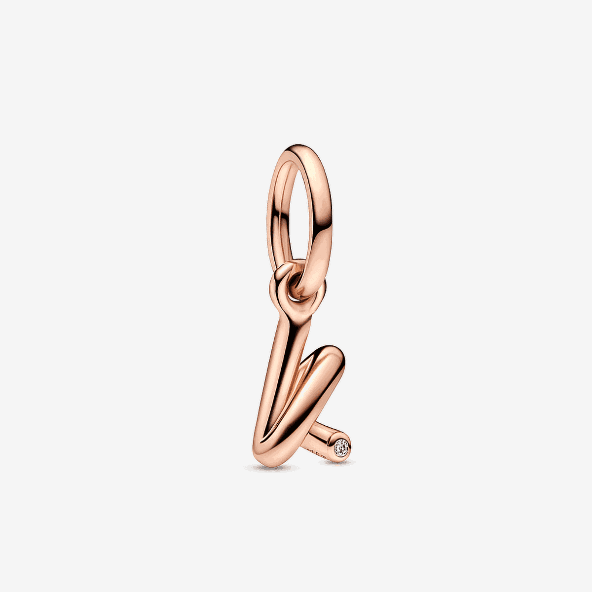 Charm colgante letra k Pandora en oro rosa de 14k con detalle de cristal - 782460C01