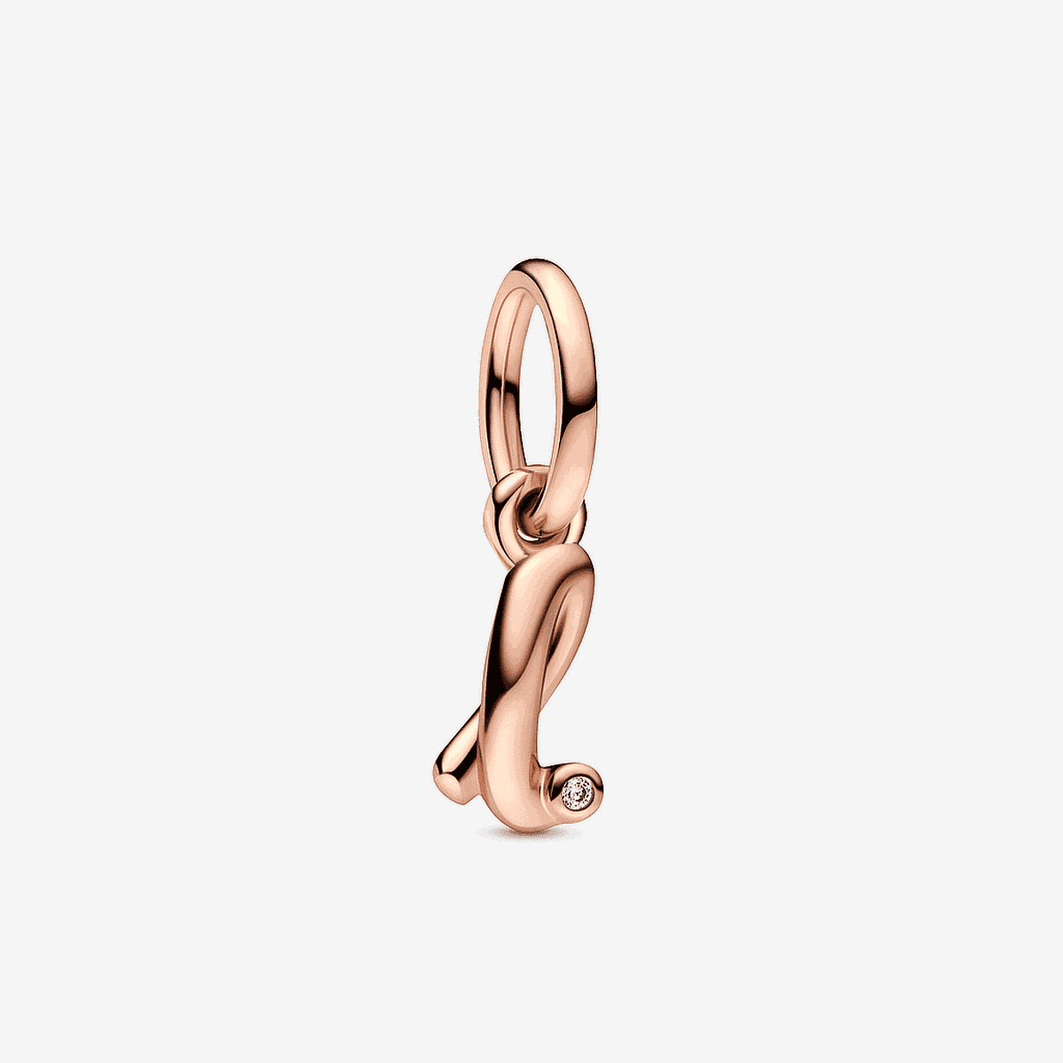 Charm colgante letra l Pandora en oro rosa de 14k con detalle de cristal - 782533C01