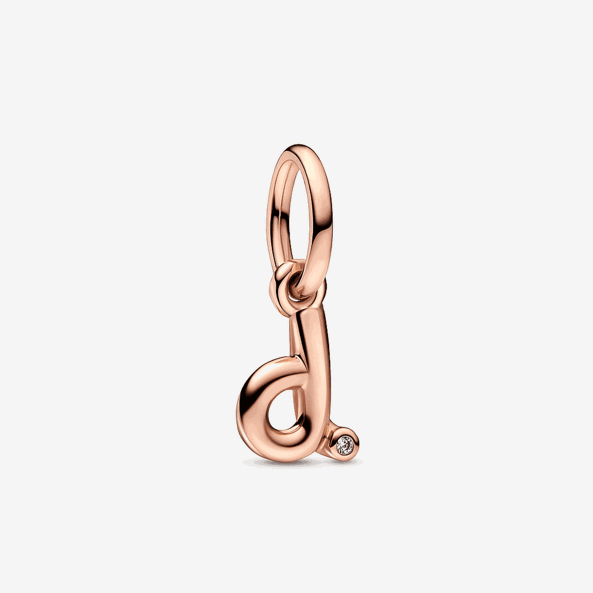 Charm colgante letra d Pandora en oro rosa de 14k con detalle de cristal - 782534C01