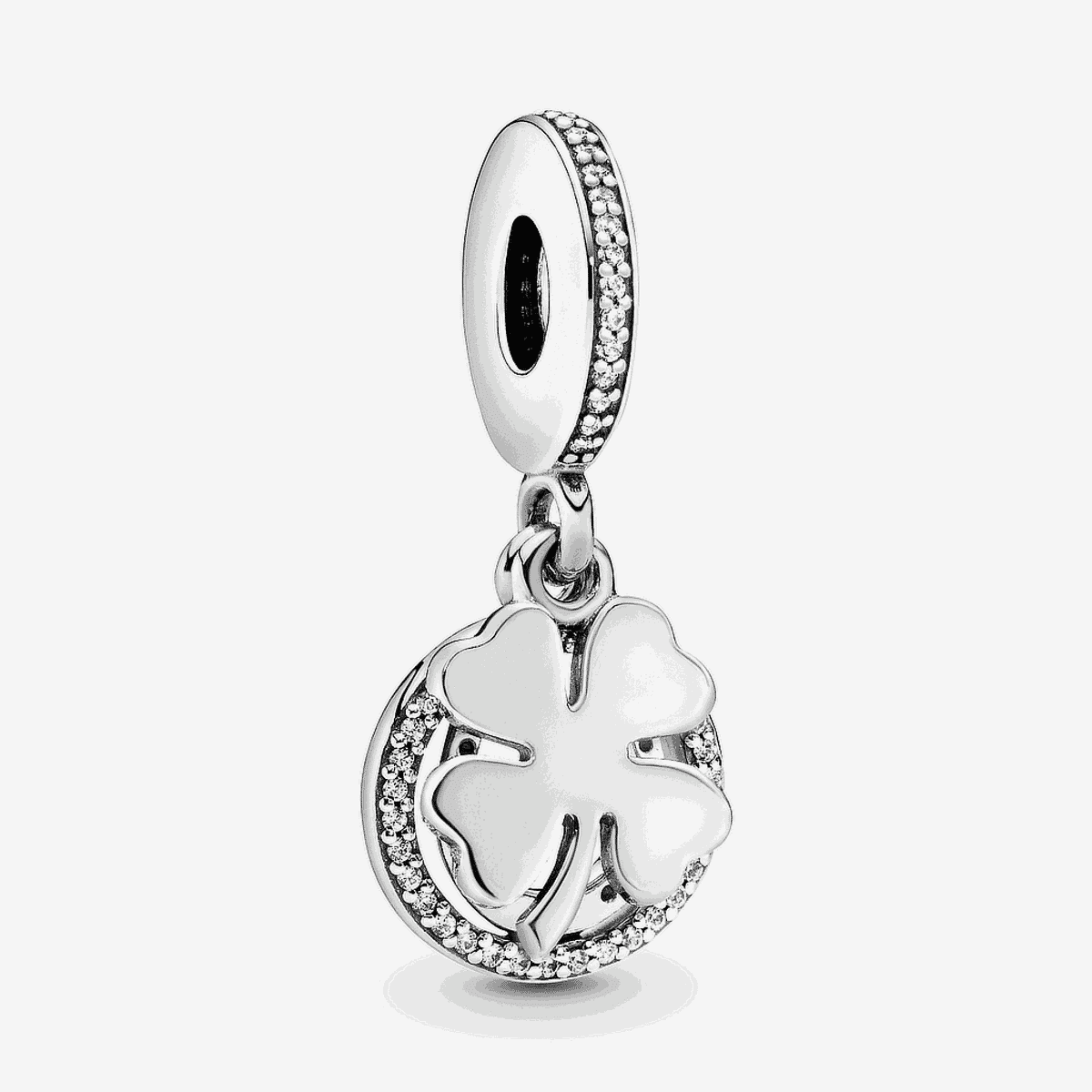 Charm colgante Pandora de plata con trébol y cristales brillantes - 792089CZ