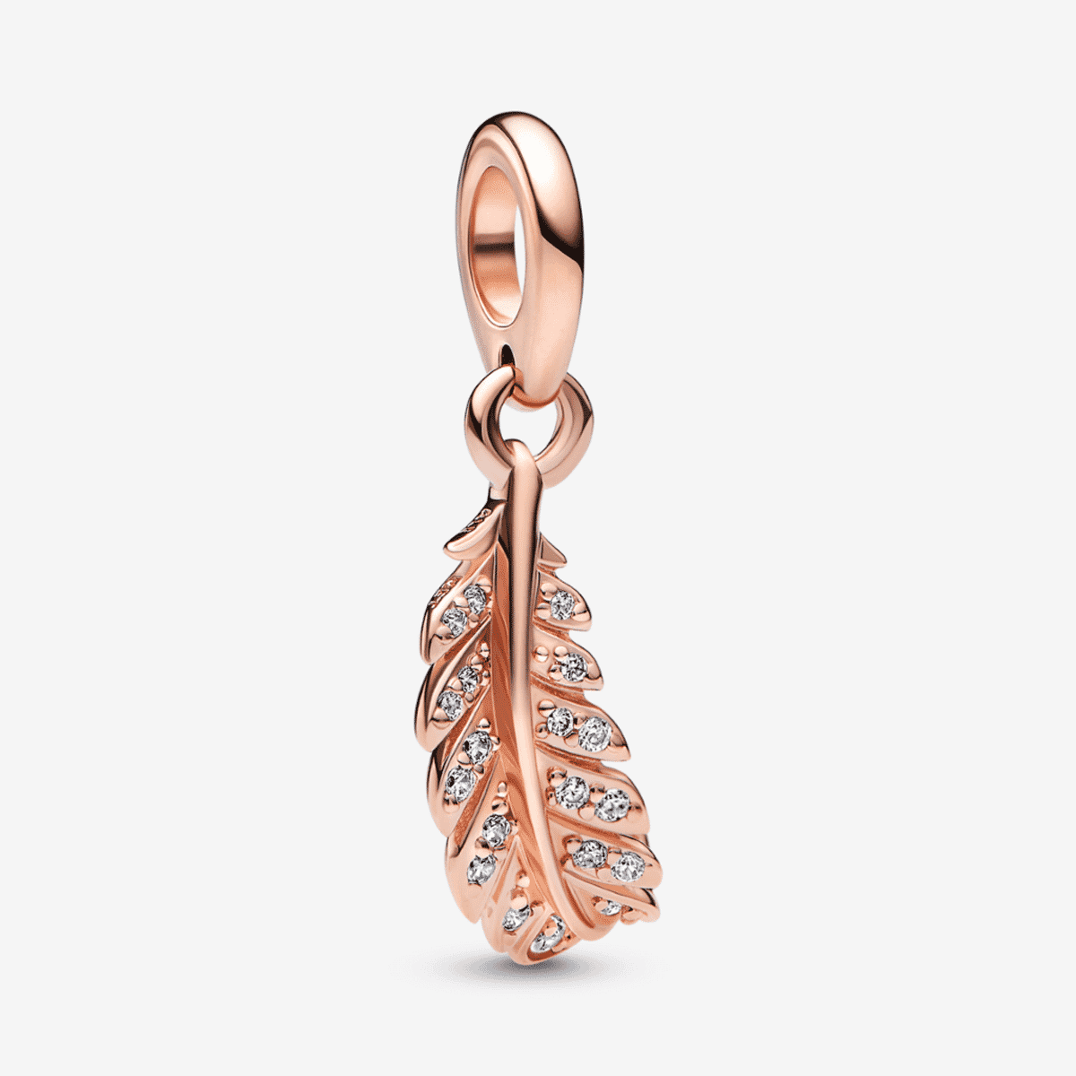 Charm colgante Pandora Rose pluma curvada con cristales brillantes - 782578C01