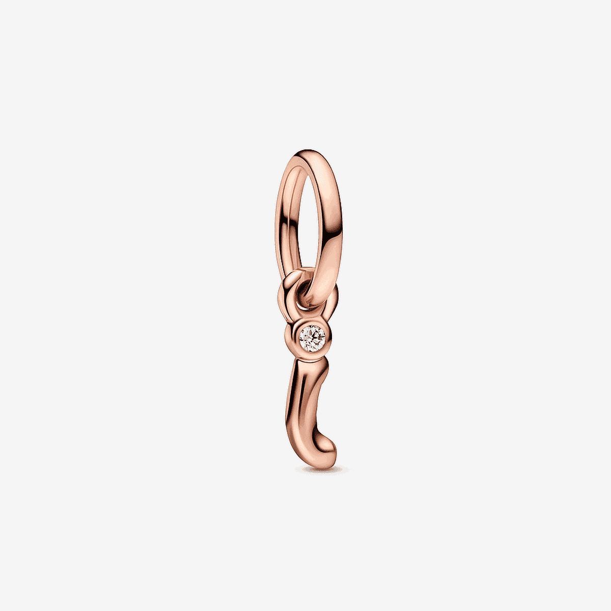 Charm colgante Pandora letra minúscula i en baño de oro rosa 14k con detalle de cristal - 782473C01