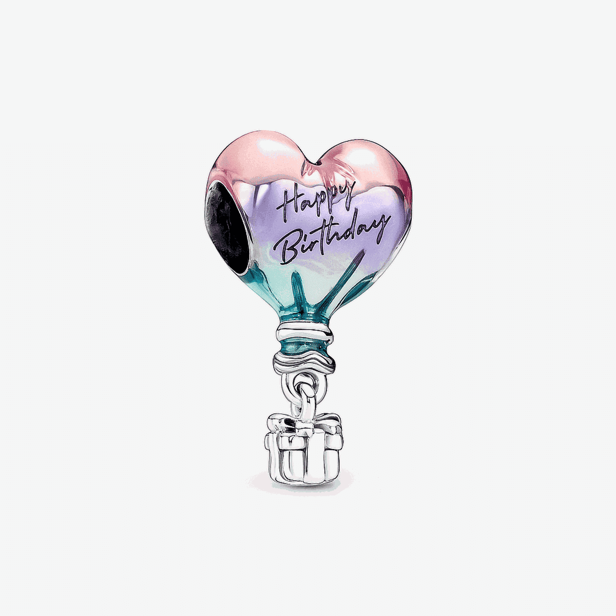 Charm Pandora Globo Aerostático Feliz Cumpleaños en plata de ley con diseño multicolor en tonos rosa y turquesa - 791501C01
