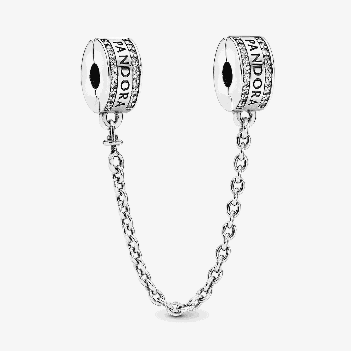 Cadena de seguridad Pandora Logo en plata con cristales - 792057CZ-05