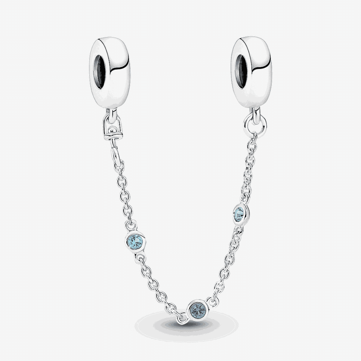 Cadena de seguridad Pandora con tres gemas azules en plata - 791688C01-05