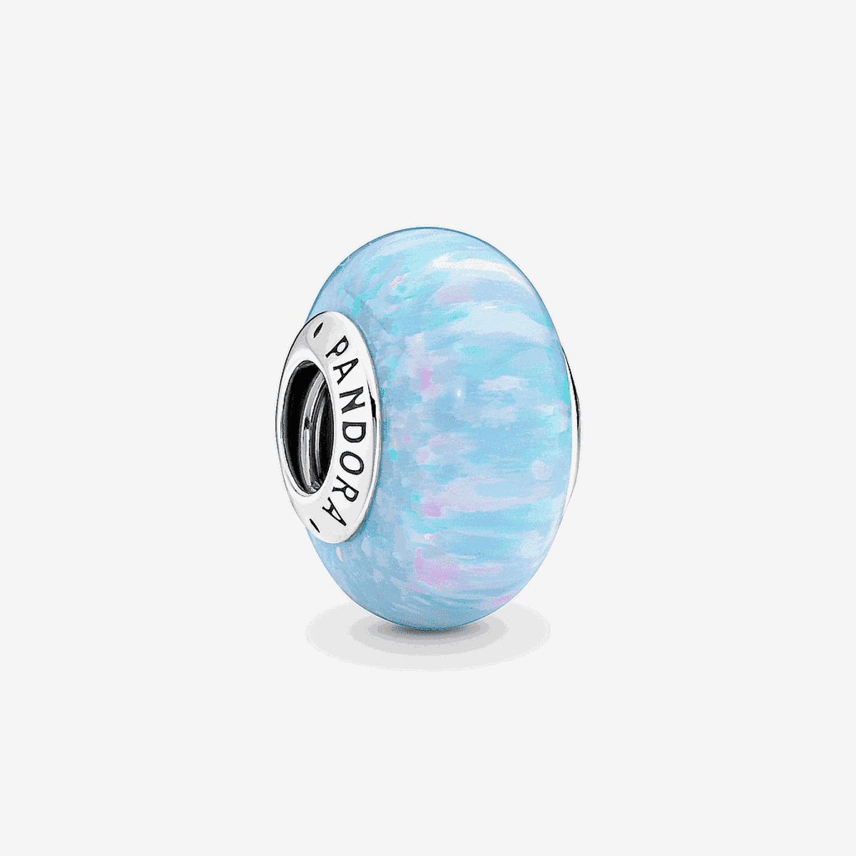 Charm Pandora Azul Océano Opalescente en plata con cristal murano - 791691C01