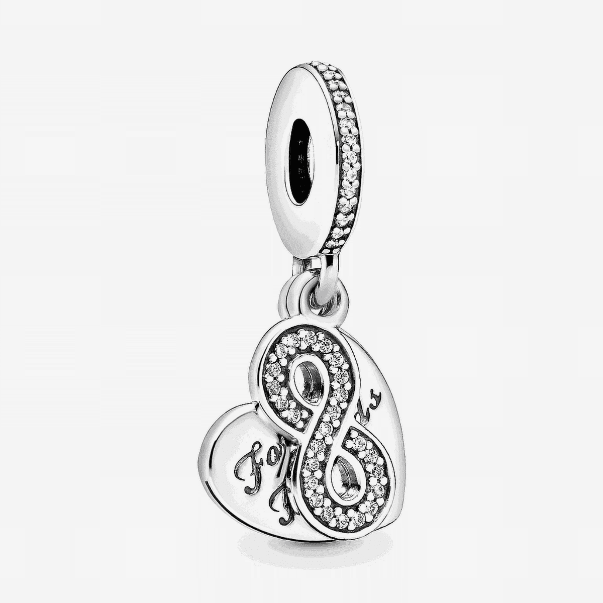 Charm colgante Pandora Amigas Para Siempre en plata de ley con diseño de infinito y corazón con cristales - 791948CZ