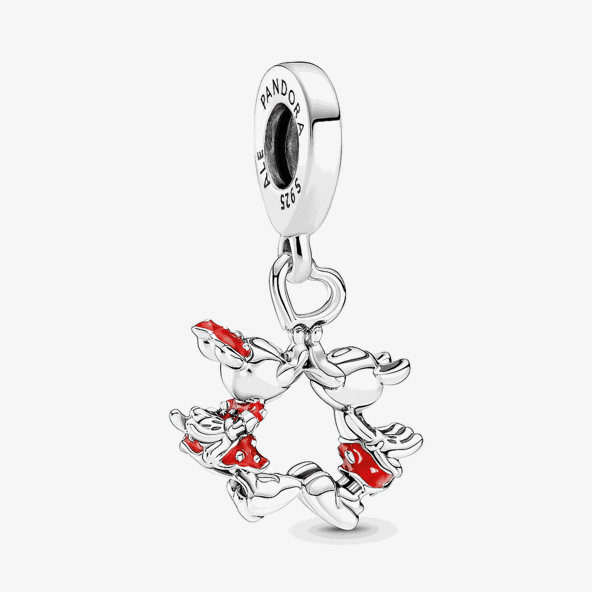 Charm colgante Pandora Mickey y Minnie Mouse en plata de ley con detalles en esmalte rojo - 790075C01