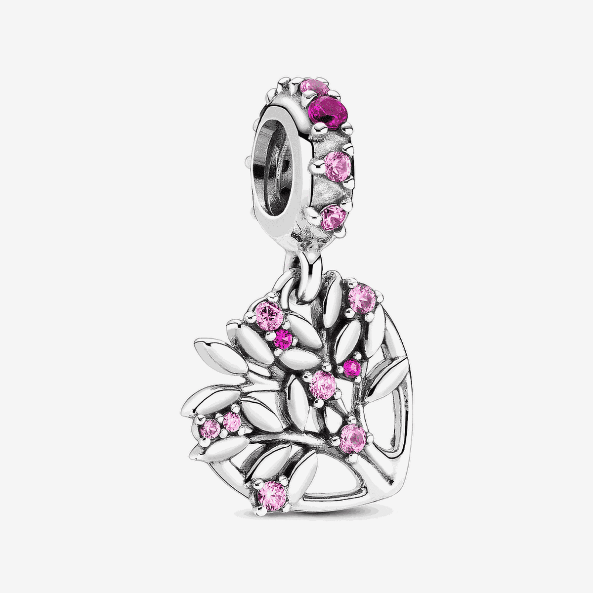 Charm colgante Pandora Árbol Genealógico de Corazón Rosa con cristales rosas y fucsia - 799153C01