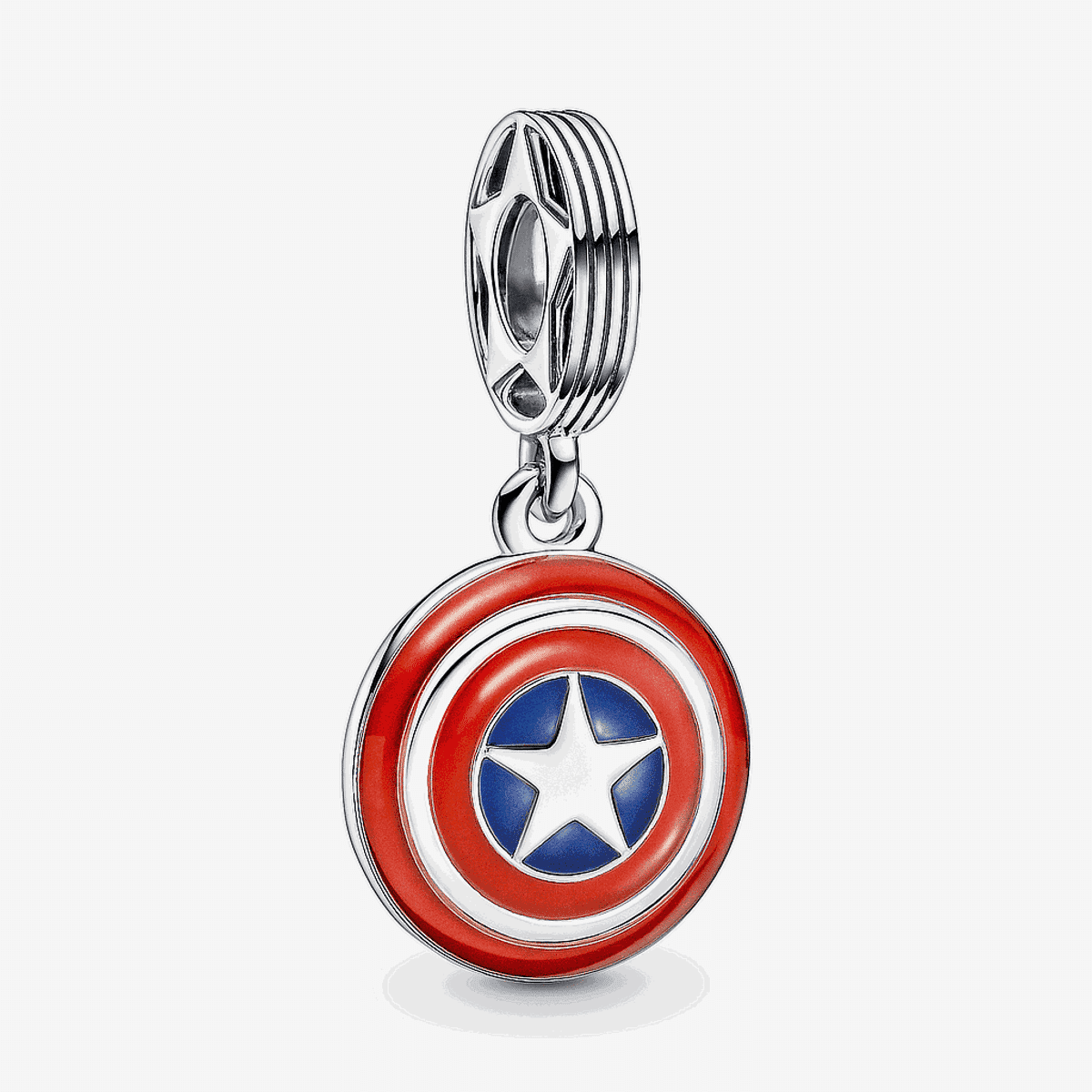 Charm colgante Pandora en plata de ley del Escudo del Capitán América con esmalte rojo, blanco y azul - 790780C01